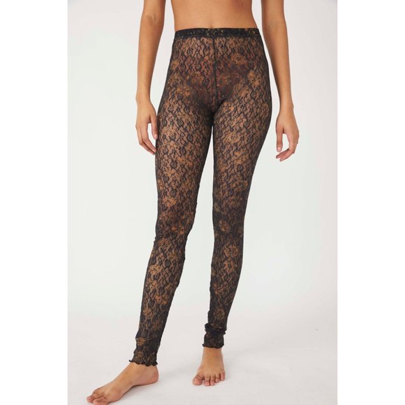 Free People Pants - NWT Free People Layered In Lace Legging / Black